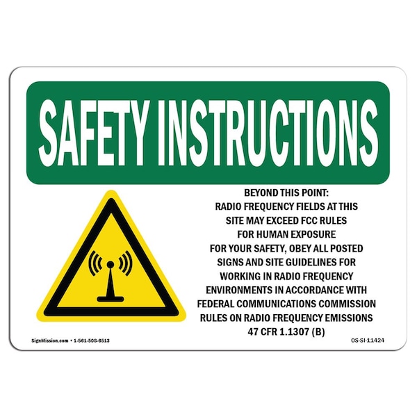 Signmission OSHA INSTRUCTIONS, 7" Height, Decal, 10" x 7", Landscape, Beyond This Point Radio Frequency With OS-SI-D-710-L-11424 - main